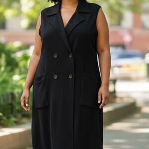 Vintage Andrea Jovine 100% Wool Sleeveless Double Breasted Dress Size Large